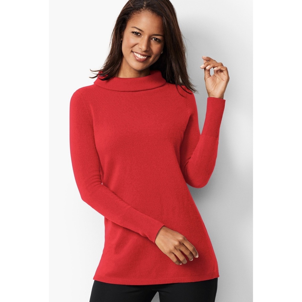 Talbots Women's 100% Pure Cashmere Red Sabrina Sweater Roll Neck‎ Size M $179